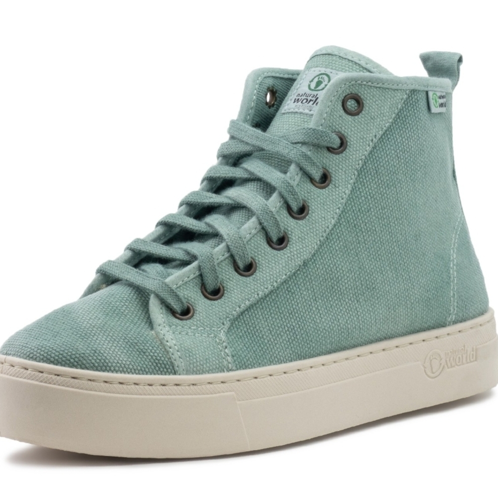 Women's High-Top Canvas Sneakers in Green by